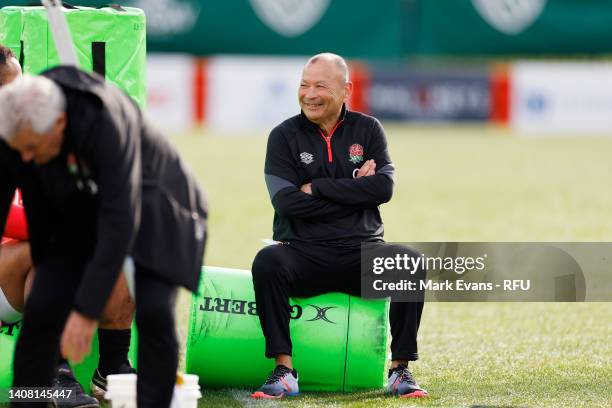 England coach Eddie Jones looks on ahead of an England squad training session at Coogee Oval on July 12, 2022 in Sydney, Australia.