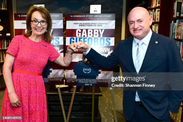 Former Congresswoman Gabby Giffords and her husband, U.S. Senator Mark Kelly, at the Washington, DC premiere of "Gabby Giffords Won't Back Down" on...