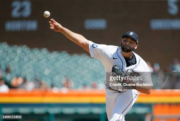 Michael Fulmer of the Detroit Tigers pitches against the Kansas City Royals at Comerica Park on July 3 in Detroit, Michigan.