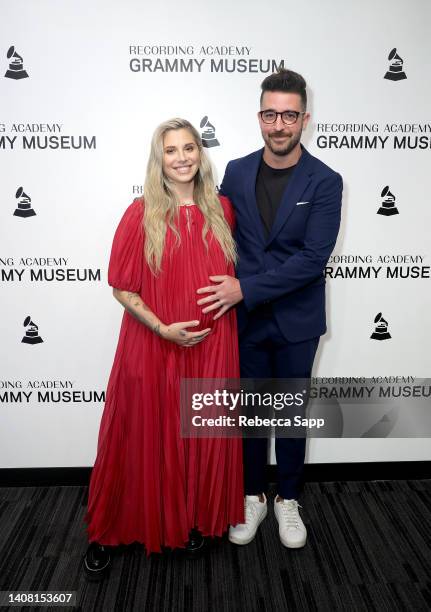 Christina Perri and Paul Costabile attend The Drop: Christina Perri at The GRAMMY Museum on July 11, 2022 in Los Angeles, California.