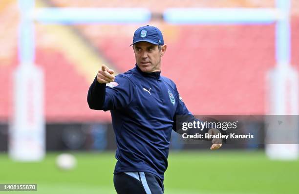 Coach Brad Fittler during a New South Wales Blues State of Origin training session at Suncorp Stadium on July 12, 2022 in Brisbane, Australia.