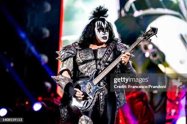 Gene Simmons of KISS performs at Arena di Verona on July 11, 2022 in Verona, Italy.