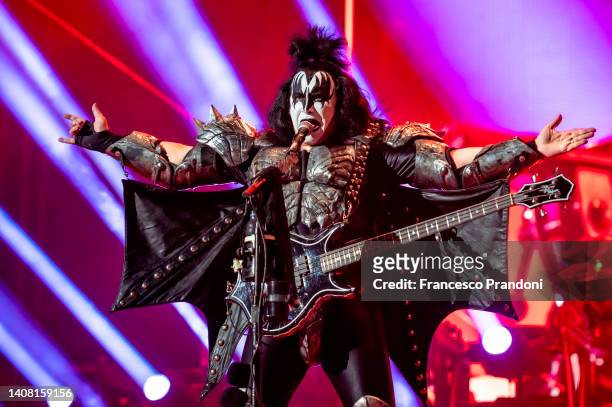 Gene Simmons of KISS performs at Arena di Verona on July 11, 2022 in Verona, Italy.