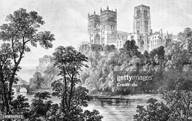 kathedrale von durham - county durham england stock-grafiken, -clipart, -cartoons und -symbole