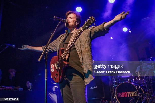 Singer Eric Bazilian of the American band The Hooters performs live on stage during a concert at the Columbia Theater on July 11, 2022 in Berlin,...