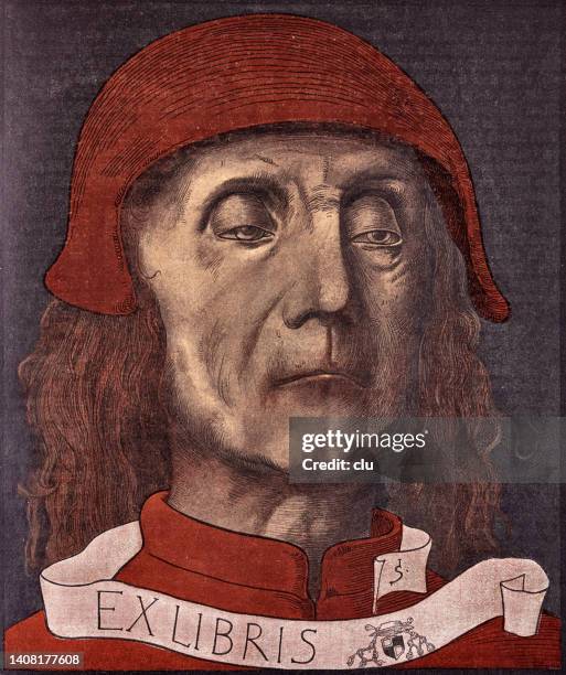 bookplate with cardinal coat of arms, ex libris - nameplate stock illustrations