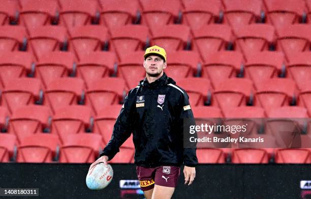 Kalyn Pongaduring a Queensland Maroons State of Origin training session at Suncorp Stadium on July 12, 2022 in Brisbane, Australia.