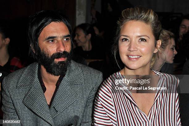 Samuel Benchetrit and Virginie Efira attends the Jean-Charles de Castelbajac Ready-To-Wear Fall/Winter 2012 show as part of Paris Fashion Week at...