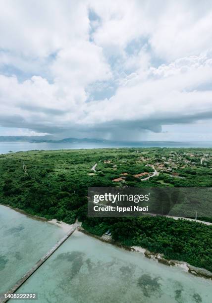 aerial view of taketomi island, okinawa, japan - île de taketomi photos et images de collection