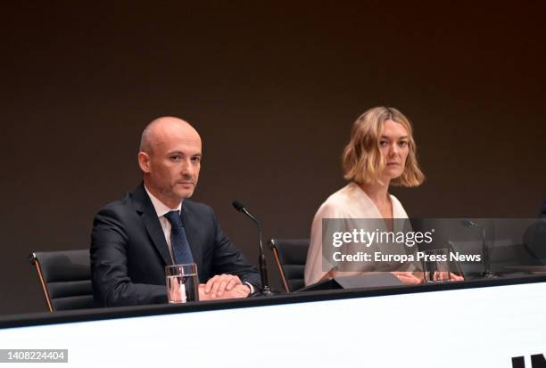 The CEO of Inditex, Oscar Garcia Maceiras, and the Chairwoman of Inditex, Marta Ortega, during the first call of the General Shareholders' Meeting of...