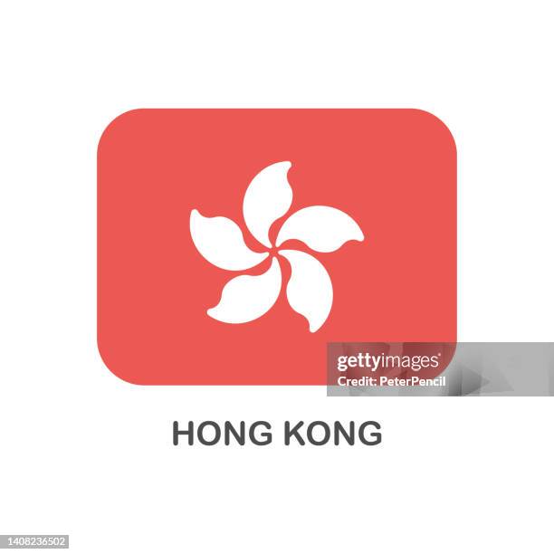 flag of hong kong - vector rectangle flat icon - hong kong flag stock illustrations