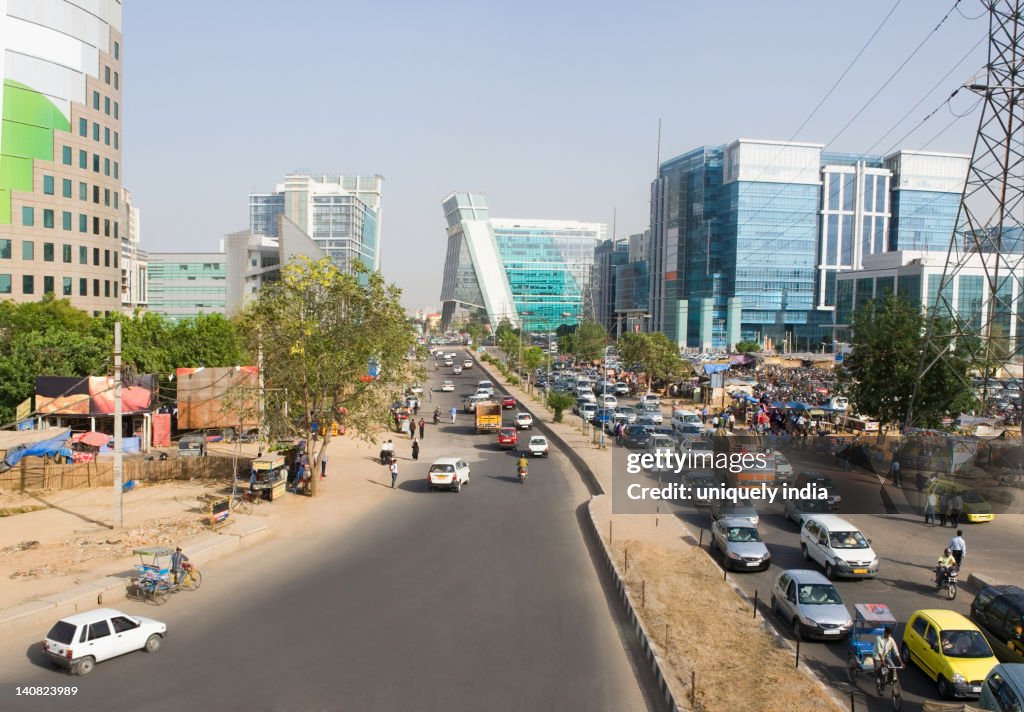 Office buildings in a city, Gurgaon, Haryana, India