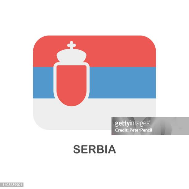 flag of serbia - vector rectangle flat icon - serbian flag stock illustrations