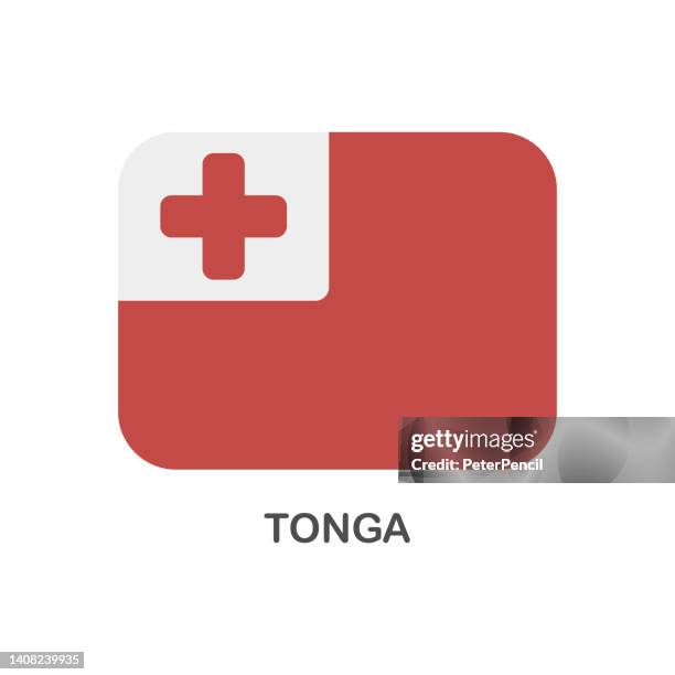 flag of tonga - vector rectangle flat icon - tonga stock illustrations