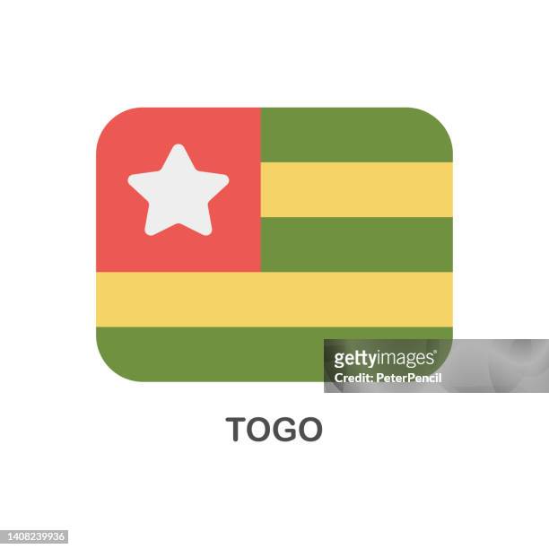flag of togo - vector rectangle flat icon - 多哥 幅插畫檔、美工圖案、卡通及圖標