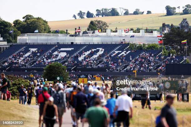 General view during a practice round prior to The 150th Open at St Andrews Old Course on July 12, 2022 in St Andrews, Scotland.