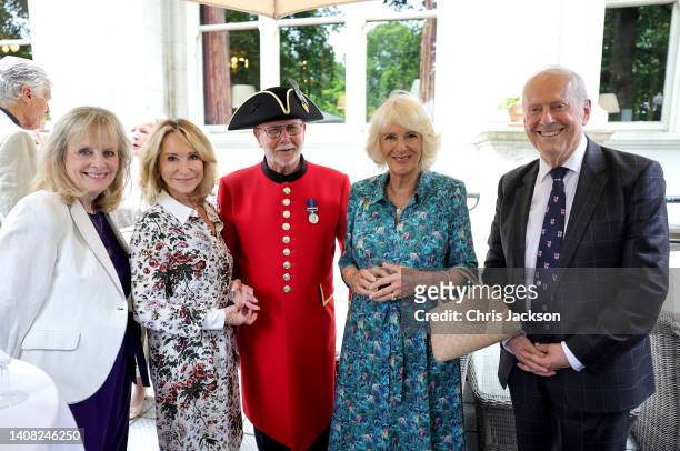 Twiggy, Felicity Kendal, Chelsea pensioner Roy Palmer, Camilla, Duchess of Cornwall and Gyles Brandreth during The Oldie Luncheon, in celebration of...