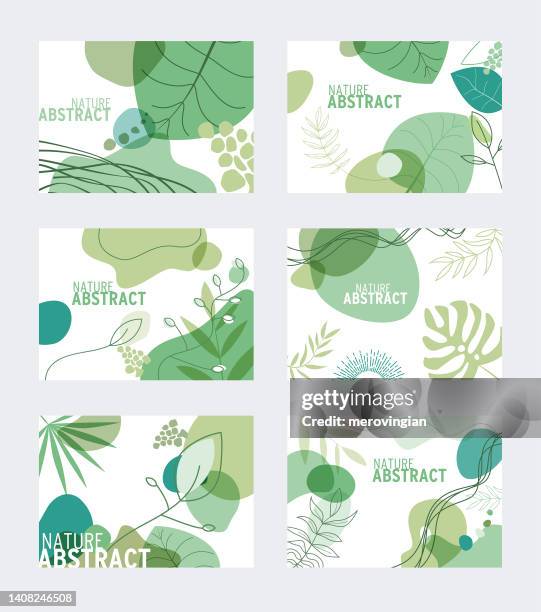 ilustraciones, imágenes clip art, dibujos animados e iconos de stock de conjunto de plantillas florales abstractas modernas para diversos propósitos con espacio de copia - estilo boho