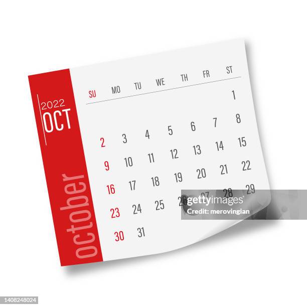 oktober 2022 kalender - oktober stock-grafiken, -clipart, -cartoons und -symbole