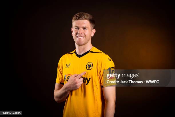 Wolverhampton Wanderers unveil new signing Nathan Collins as he poses for a portrait at The Sir Jack Hayward Training Ground on July 12, 2022 in...