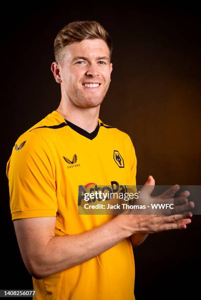 Wolverhampton Wanderers unveil new signing Nathan Collins as he poses for a portrait at The Sir Jack Hayward Training Ground on July 12, 2022 in...