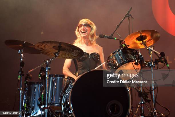 Dave 'Beast From Hell' de Peuter, aka Aram Van Ballaert, of CPeX performs at Rock Zottegem on July 9, 2022 in Zottegem, Belgium.