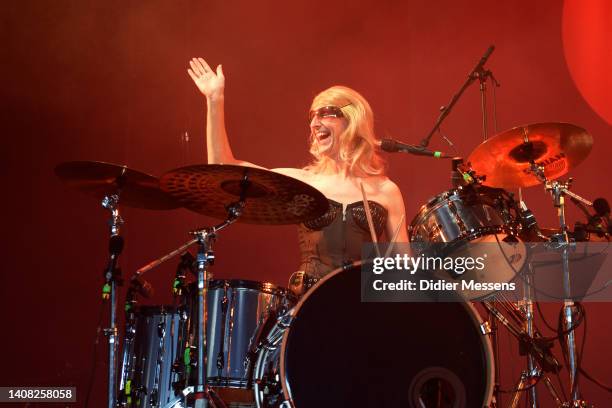 Dave 'Beast From Hell' de Peuter, aka Aram Van Ballaert, of CPeX performs at Rock Zottegem on July 9, 2022 in Zottegem, Belgium.