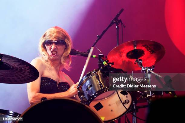 Dave 'Beast From Hell' de Peuter, aka Aram Van Ballaert, of CPeX performs at Rock Zottegem on July 9, 2022 in Zottegem, Belgium.