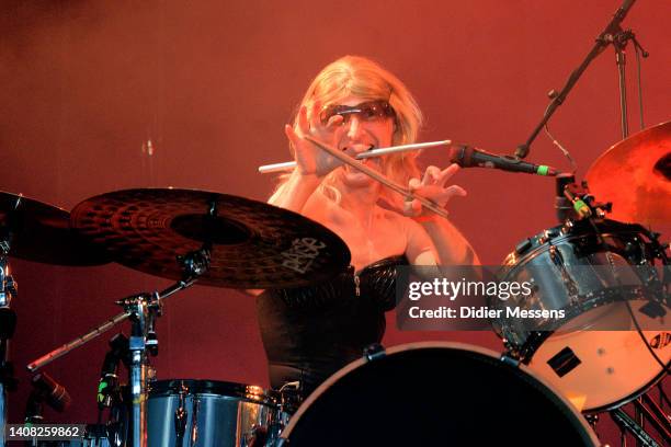 Dave 'Beast From Hell' de Peuter, aka Aram Van Ballaert, of CPeX performs at Rock Zottegem on July 9, 2022 in Zottegem, Belgium.