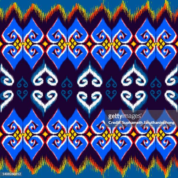 traditional ikat fabric pattern. - indigenous art stockfoto's en -beelden