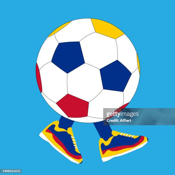 yellow, blue and red football - venezuelan culture stock illustrations