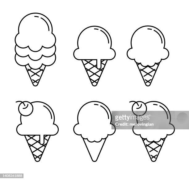 set of ice cream cones - ice cream scoop stock illustrations