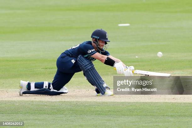 Ben Duckett of England Lions bats during the tour match between England Lions and South Africa at The Cooper Associates County Ground on July 12,...