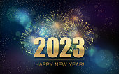 2023 New Year Abstract background with fireworks. Vector