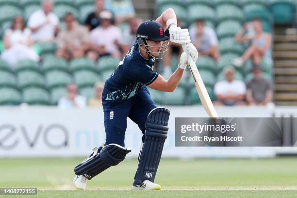 Tom Abell of England Lions bats during the tour match between England Lions and South Africa at The Cooper Associates County Ground on July 12, 2022...