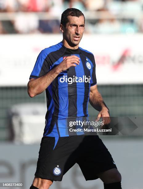 Henrik Mkhitaryan of FC Internazionale looks on during Pre-season Friendly between FC Lugano v FC Internazionale at Cornaredo Stadium on July 12,...