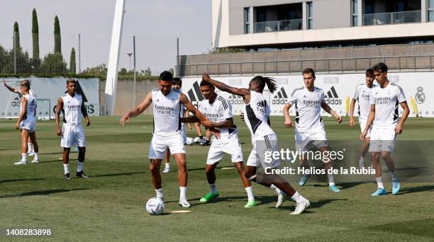 Real Madrid squad training at Valdebebas training ground on July 12, 2022 in Madrid, Spain.