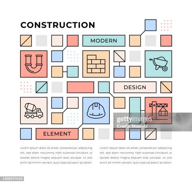 construction web banner concept - steam roller stock illustrations