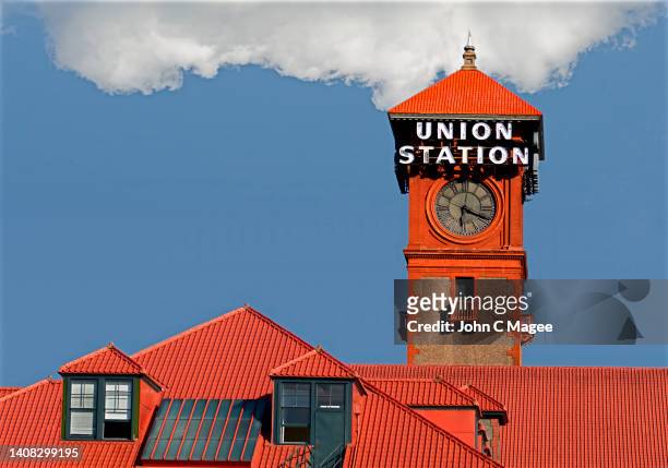portland union train station - portland neon sign stock pictures, royalty-free photos & images