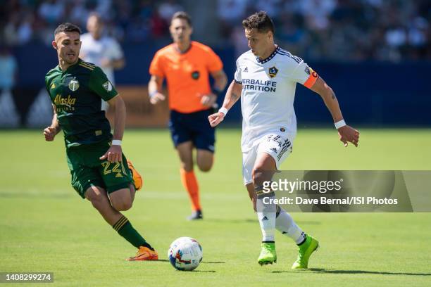 Javier Hernández of Los Angeles Galaxy during a game between Portland Timbers and Los Angeles Galaxy at Dignity Health Sports Park on June 18, 2022...