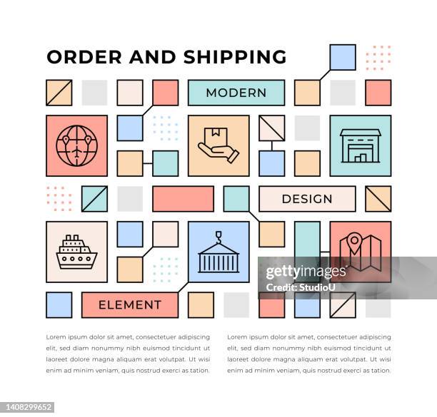 order and shipping web banner concept - dock background stock illustrations