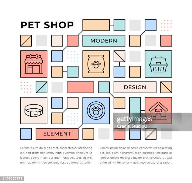 pet shop web banner concept - cat bed stock illustrations