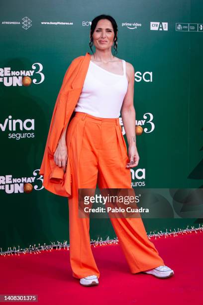 Singer attends the 'Padre No Hay Mas Que Uno 3' premiere at Callao cinema on July 12, 2022 in Madrid, Spain.