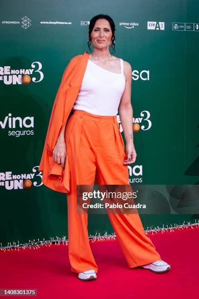 Singer attends the 'Padre No Hay Mas Que Uno 3' premiere at Callao cinema on July 12, 2022 in Madrid, Spain.