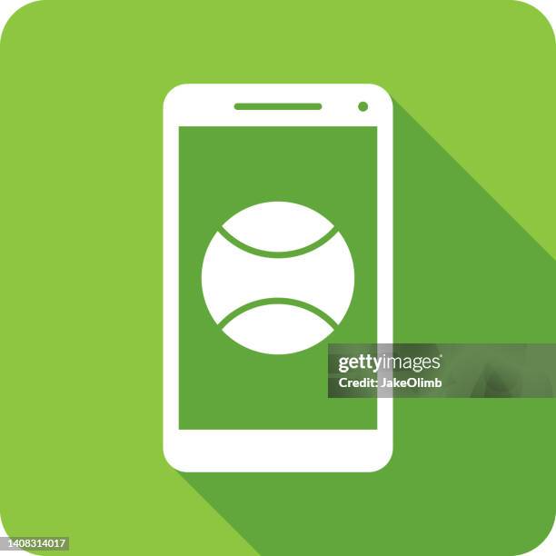 tennis ball smartphone icon silhouette - tennis ball icon stock illustrations