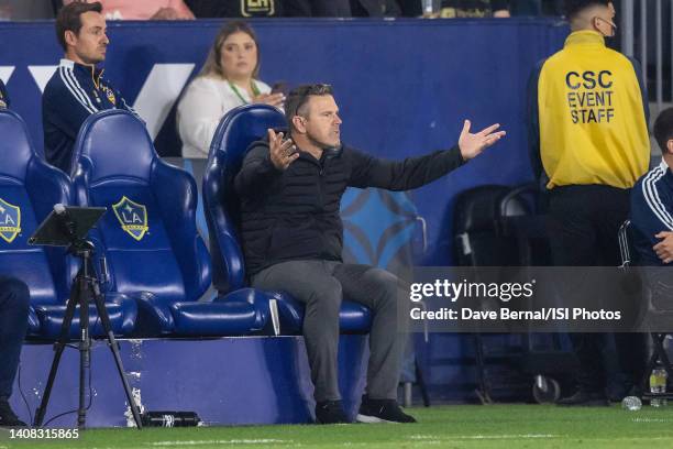 Greg Vanney head coach of Los Angeles Galaxy during a game between Los Angeles Football Club and LA Galaxy at Dignity Health Sports Park on May 25,...