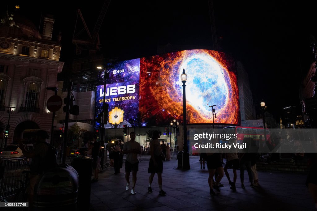 NASA Broadcast First Images From James Webb Space Telescope On Piccadilly Lights London