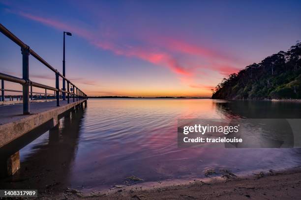 sunset over kalimna jetty - gippsland stock pictures, royalty-free photos & images