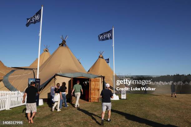 General view of the FootJoy Camping Village at The 150th Open at St Andrews Old Course on July 12, 2022 in St Andrews, Scotland.