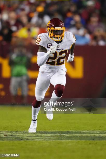 Deshazor Everett of the Washington Football Team plays the field against the New York Giants during an NFL game at FedExField on September 16, 2021...